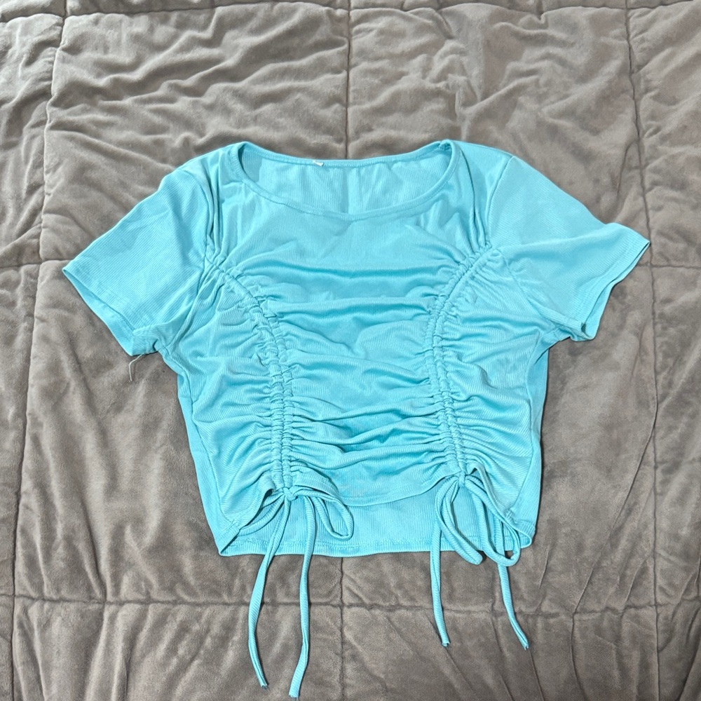 Women's Ruched Blue Top